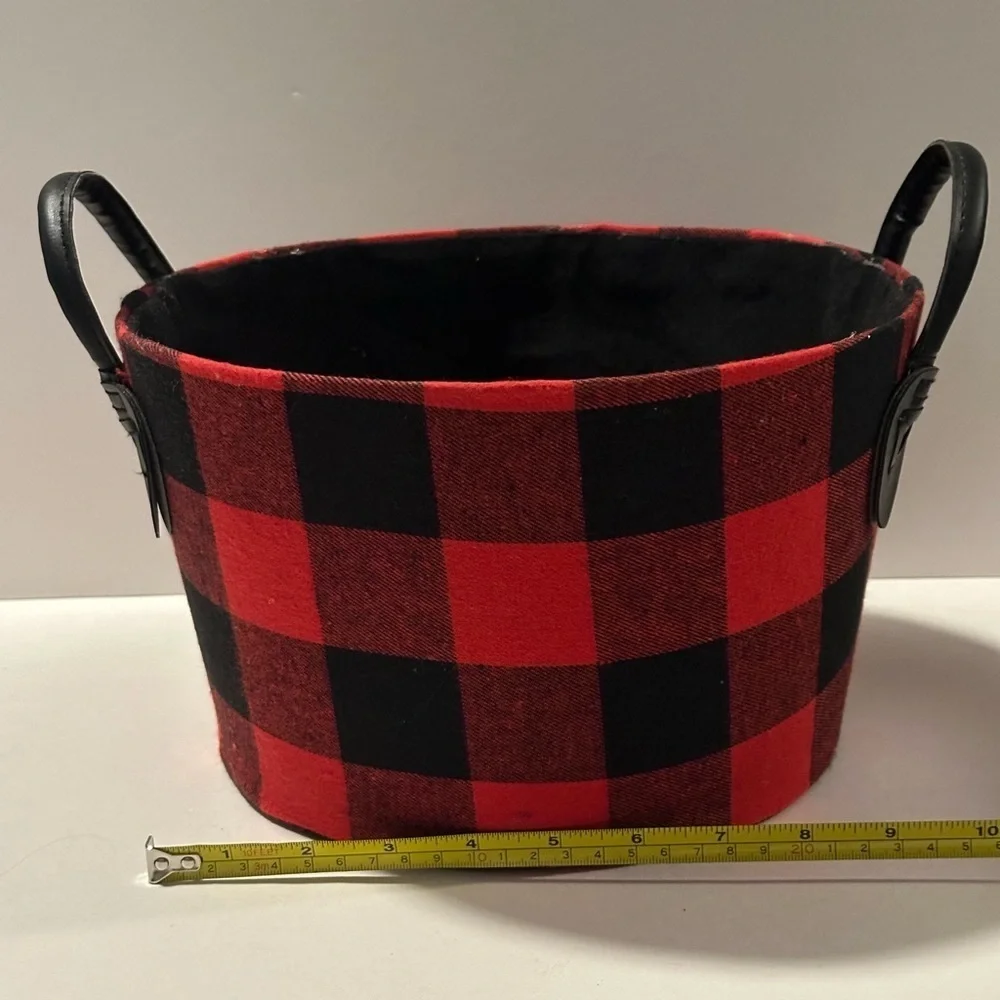 Buffalo Plaid Storage Basket with Handles